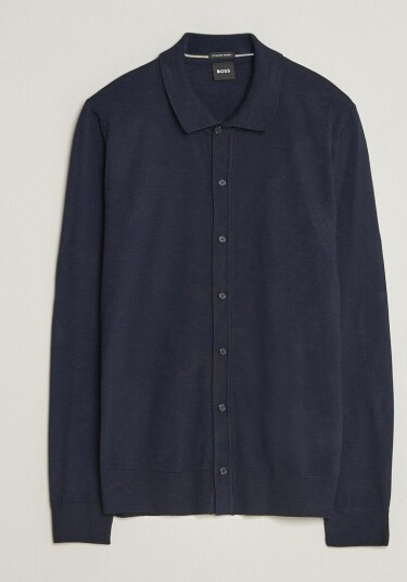 Boss BLACK Helbert Merino Knitted Cardigan Dark Blue
