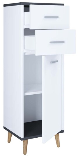 Lindas kommode 1 dør 2 skuffr hvit antracitt.