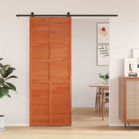 vidaXL Låvedør Voksbrun 80 x 208 cm Heltre furu