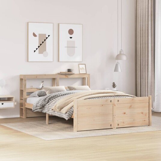 vidaXL Sengeramme med hodegavl 140x200 cm heltre