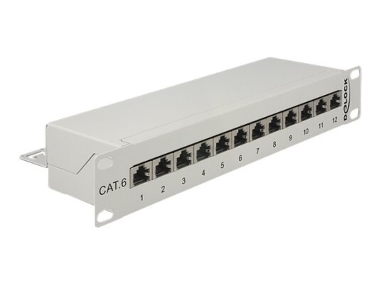 Delock Koblingspanel Cat 6 Rj-45 X 12 Lysegrå 1U 10"