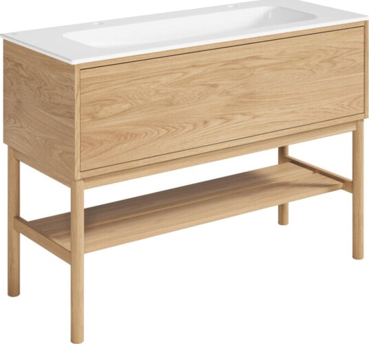 Gustavsberg Ducentic Servantskap med Benramme – Porselen Lys eik / 120cm 2 Hull for Kran
