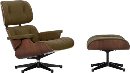 Vitra Eames Lenestol med Fotskammel Mørk Valnøtt/58 Khaki/dyp Sort Vitra Eames Lenestol med Fotskammel Mørk Valnøtt/58 Khaki/dyp Sort