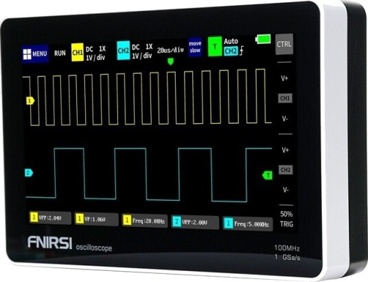 FNIRSI Oscilloskop 1013D Bærbart Med Touchskjerm 7", 2 Kanaler