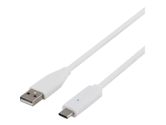 Deltaco USB-C Kabel 0.25m USB A til USB-C Hvit