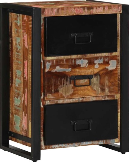 vidaXL Skuffeskap flerfarget 50x35x70 cm heltre gjenvunnet