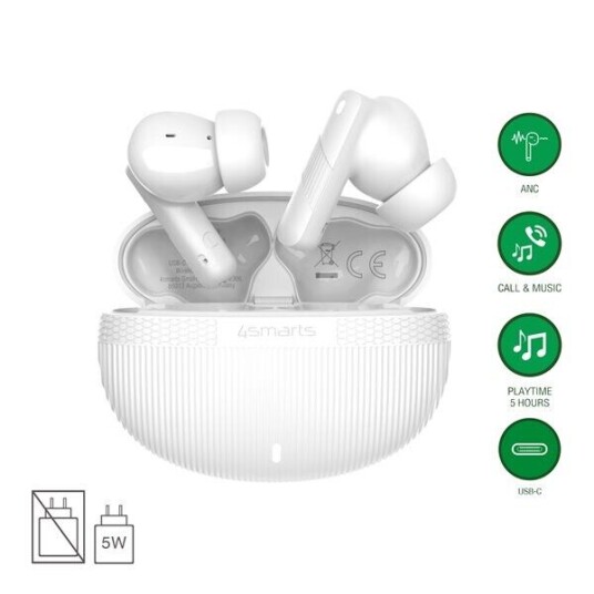 4smarts SkyBuds Pro ANC Hvit 4smarts SkyBuds Pro ANC Hvit