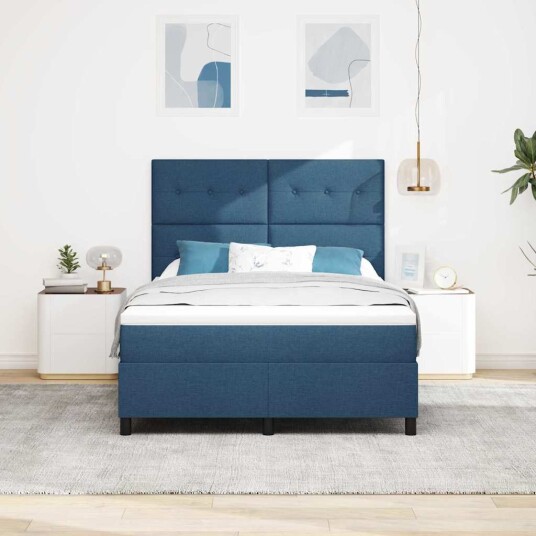 Box Spring Seng med Madrass Blå 160x200 cm Stoff 3339405
