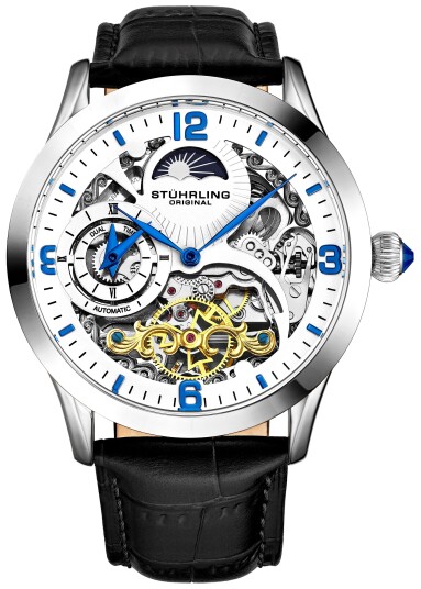 Stührling Original Herreklokke 3921.2 Legacy Sølvfarget/Lær Ø44 mm