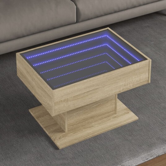  Salongbord med LED sonoma eik 70x50x45 cm konstruert tre 847534