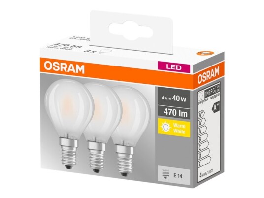 Ledvance Osram Led Base Classic P Led-Lyspære Form: P45 Mattslipt Finish E14 4 W Ekvivalent 40 Klasse E Varmt Hvitt Lys 2700 K Ledvance Osram Led Base Classic P Led-Lyspære Form: P45 Mattslipt Finish E14 4 W Ekvivalent 40 Klasse E Varmt Hvitt Lys 2700 K