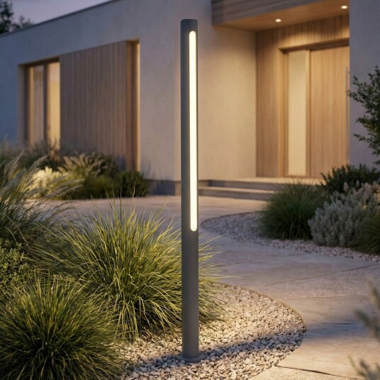 Liravel LED-gatelampe, antrasitt, høyde 90 cm, IP65 - Lindby - Terrasse - Moderne - Aluminium - Med en lyskilde