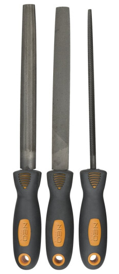 Neo 3-Delt Filsett for Håndverktøy, 200 mm - Rundfil, Halvrund Fil, Flatfil Neo 3-Delt Filsett for Håndverktøy, 200 mm - Rundfil, Halvrund Fil, Flatfil