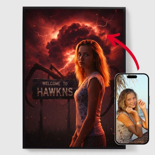 Namly Design Personalisert Plakat Velkommen til Hawkins AI Plakat POSTEREMFQNQ