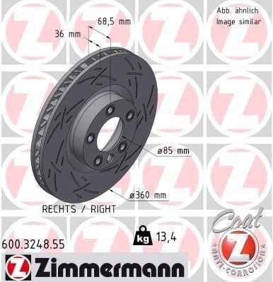 Bremseskive ZIMMERMANN 600.3248.55