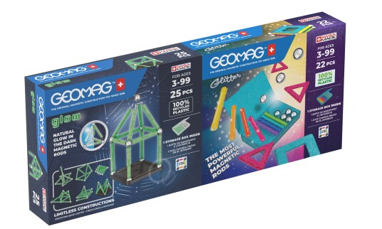 Geomag Glow & Glitter Panels Byggesett 2-Pack 47 Deler Geomag Glow & Glitter Panels Byggesett 2-Pack 47 Deler