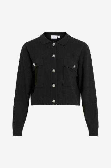 Vila - Kardigan viJulisa L/s Short Knit Cardigan/bf - Svart