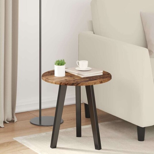 vidaXL Bordplate Ø 40 x 1,5 cm Rund Konstruert tre Gammelt tre