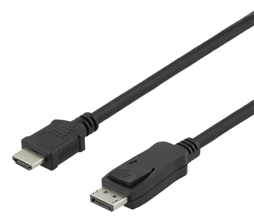 Deltaco DisplayPort til HDMI-kabel 4K 30Hz 2m Svart Deltaco DisplayPort til HDMI-kabel 4K 30Hz 2m Svart