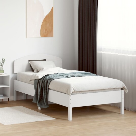 Sengeramme uten madrass hvit 75x190 cm heltre furu 8721012243514