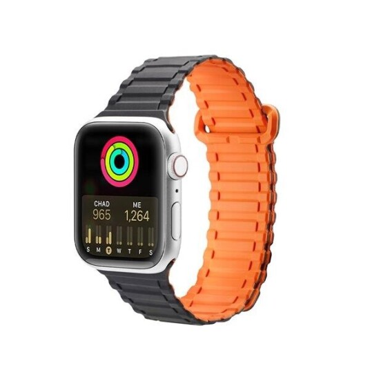 Dux Ducis Dux Ducis-Rem (Panserversjon) Apple Watch Se-Rem, 8, 7, 6, 5, 4, 3, 2, 1 (41, 40, 38 Mm) Magnetisk Silikonarmbånd Svart Og Oransje Dux Ducis Dux Ducis-Rem (Panserversjon) Apple Watch Se-Rem, 8, 7, 6, 5, 4, 3, 2, 1 (41, 40, 38 Mm) Magnetisk Silikonarmbånd Svart Og Oransje