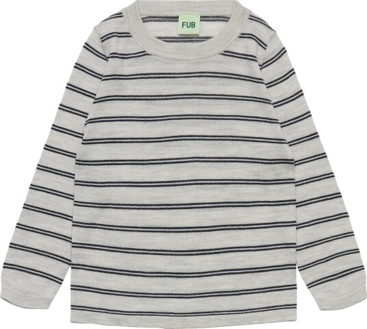 FUB Genser Strikk Ull Light Grey Melange/Dark Navy FUB 100 Genser Grå Marineblå