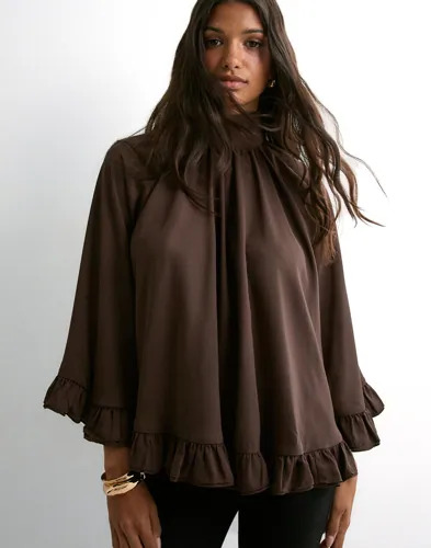 Malina Brun Esti Chiffon Cape Blouse
