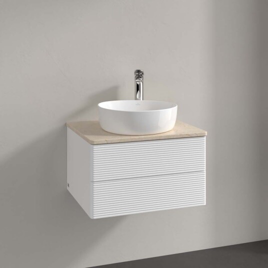 Villeroy & Boch Antao Servantskap med 2 skuffer 60x50x36 cm u/lys Hvit Matt/Crème Villeroy & Boch Antao Servantskap med 2 skuffer 60x50x36 cm u/lys Hvit Matt/Crème