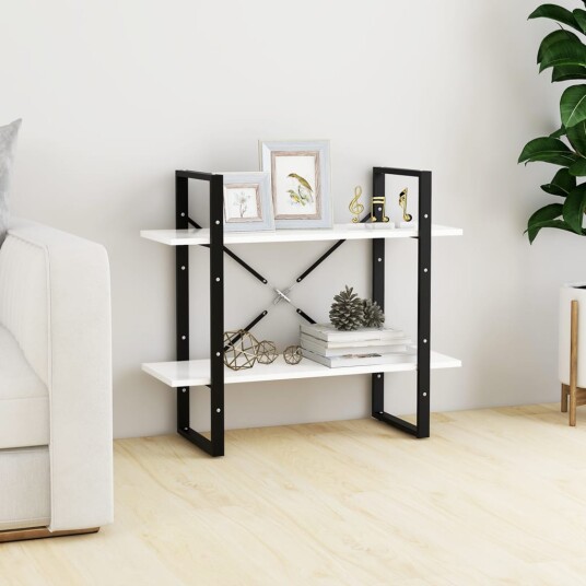 vidaXL Bokhylle 2 niv?er hvit 80x30x70 cm sponplate