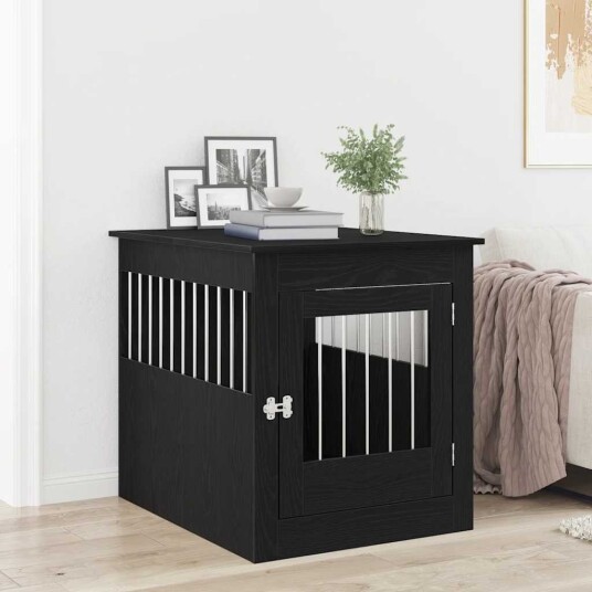 Vidaxl Hundeburmøbler Svart Eik 64.5X80X71 cm Konstruert Tre