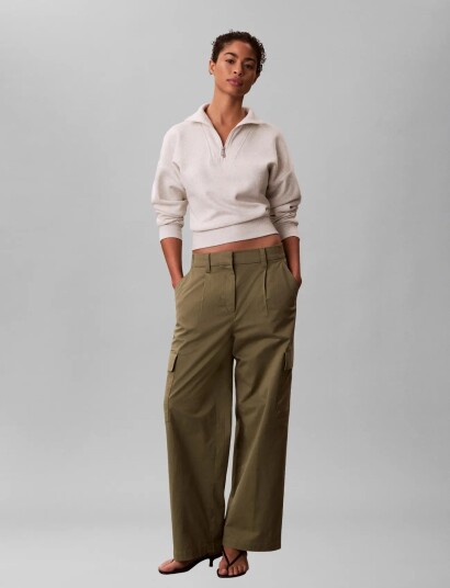 Calvin Klein Jeans Cotton Ewaist Cargo Pant   Khaki green   XS
