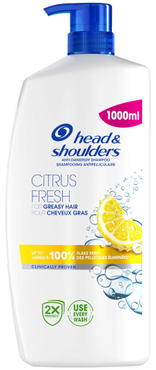 Head & Shoulders Citrus Fresh Anti Dandruff Shampoo for Greasy Hair Pump 1000ml