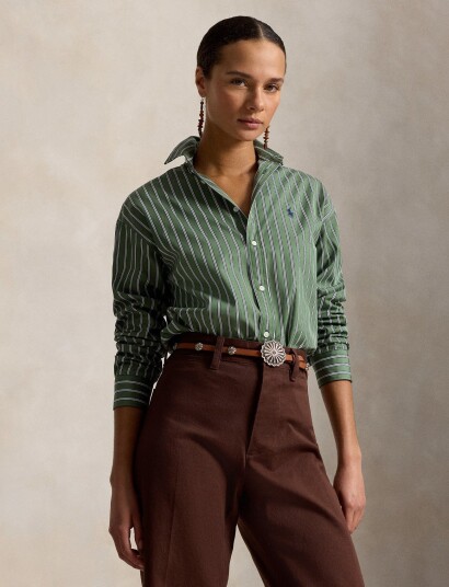 Polo Ralph Lauren Relaxed Fit Striped Cotton Shirt Green M