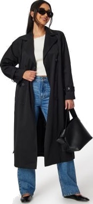 BUBBLEROOM Belted Midi Trenchcoat Black 42