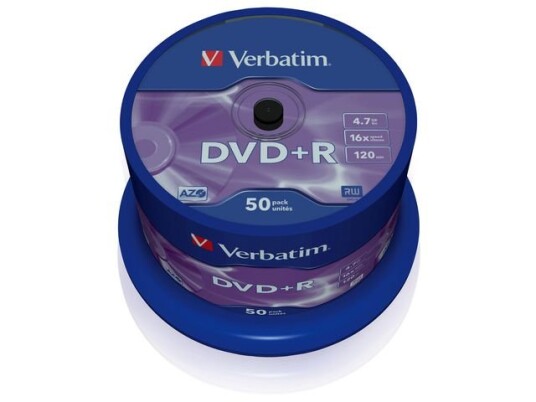 VERBATIM 16x DVD+R 4,7GB 50-pack Advanced AZO Cake Box VERBATIM 16x DVD+R 4,7GB 50-pack Advanced AZO Cake Box