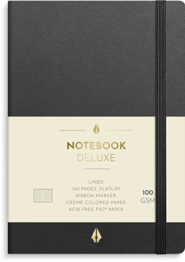 Notatbok Burde A6 linjert Deluxe Sort Notatbok Burde A6 linjert Deluxe Sort