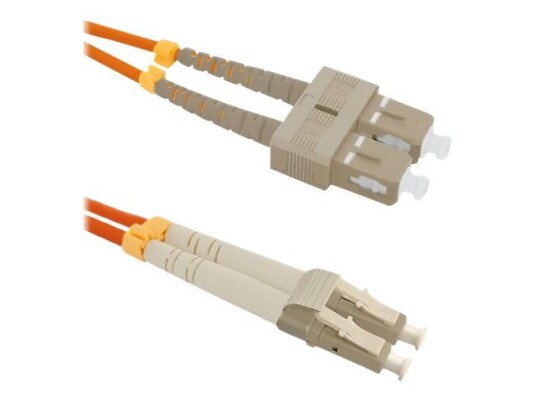Qoltec - Patchkabel - Sc/Upc Multimodus (Han) Til Lc/Upc Multimodus (Han) - 2 M. - Fiberoptik - Dupleks - 50 / 125 My - Om2 - Halogenfri - Oransje