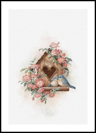 Bird House and Rose Plakat Plakat / 21x30cm