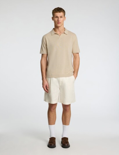 Selected Slhmattis Ss Linen Blend Open Polo Noos Beige L Selected Slhmattis Ss Linen Blend Open Polo Noos Beige L