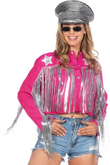 Cowboyjakke med Frynser Rosa Dame - Large/X-Large