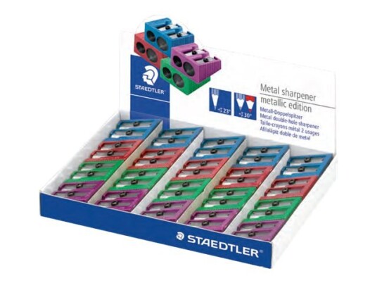 Staedtler 510 20 Blyantspisser 2 Hull Assorterte Metalliske Farger Metall En Pakke 20