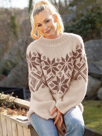 Viking Garn 2416 2 Luna Genser Beige/Lys Brun Viking Garn 2416 2 Luna Genser Beige/Lys Brun