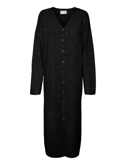 Vero Moda Awninna Ls V Neck 7/8 Knit Dress   Black   XS