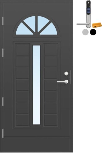 Ytterdør Bygg1 Fjell 13 Klarglass med Yale Doorman Classic Home