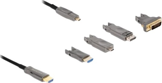 Delock High Speed Hdmi Kabel 19 Pin Micro Hdmi Type D Hann Til Hdmi Hann 10 M Hybridkobber / Fiberoptikk Svart Aktiv 8K 60Hz Støtte 5 In 1