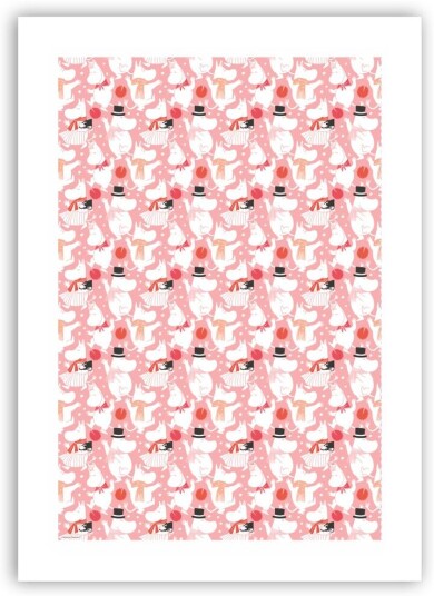 Opto Design Moomin Celebration kjøkkenhåndkle 70x50 cm Hvit-rosa