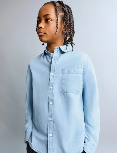 Mango Cotton Denim Shirt Blue 11