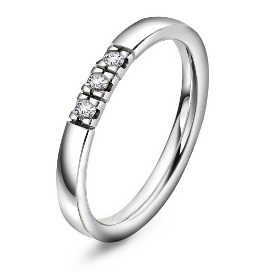 Lady alliansering i 585 hvitt gull med diamant 0.09ct, størrelse 60