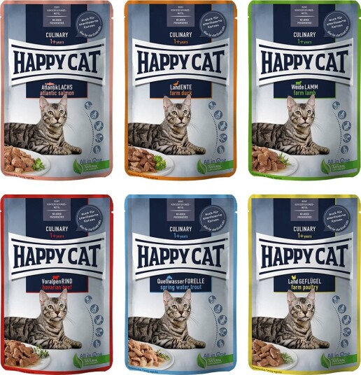 Happy Cat Våtfôr Pouch Meat In Sauce Blanding I 24 X 85 G