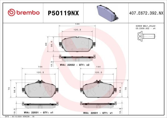 Bremseklosser BREMBO P50119NX